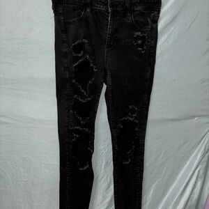 American Eagle Outfitters Black Distressed Jeggings